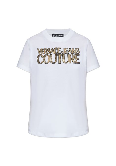 T-shirt con cristalli Institutional Logo VERSACE JEANS COUTURE | T-shirt | 78HAHE02 CJ00EG03